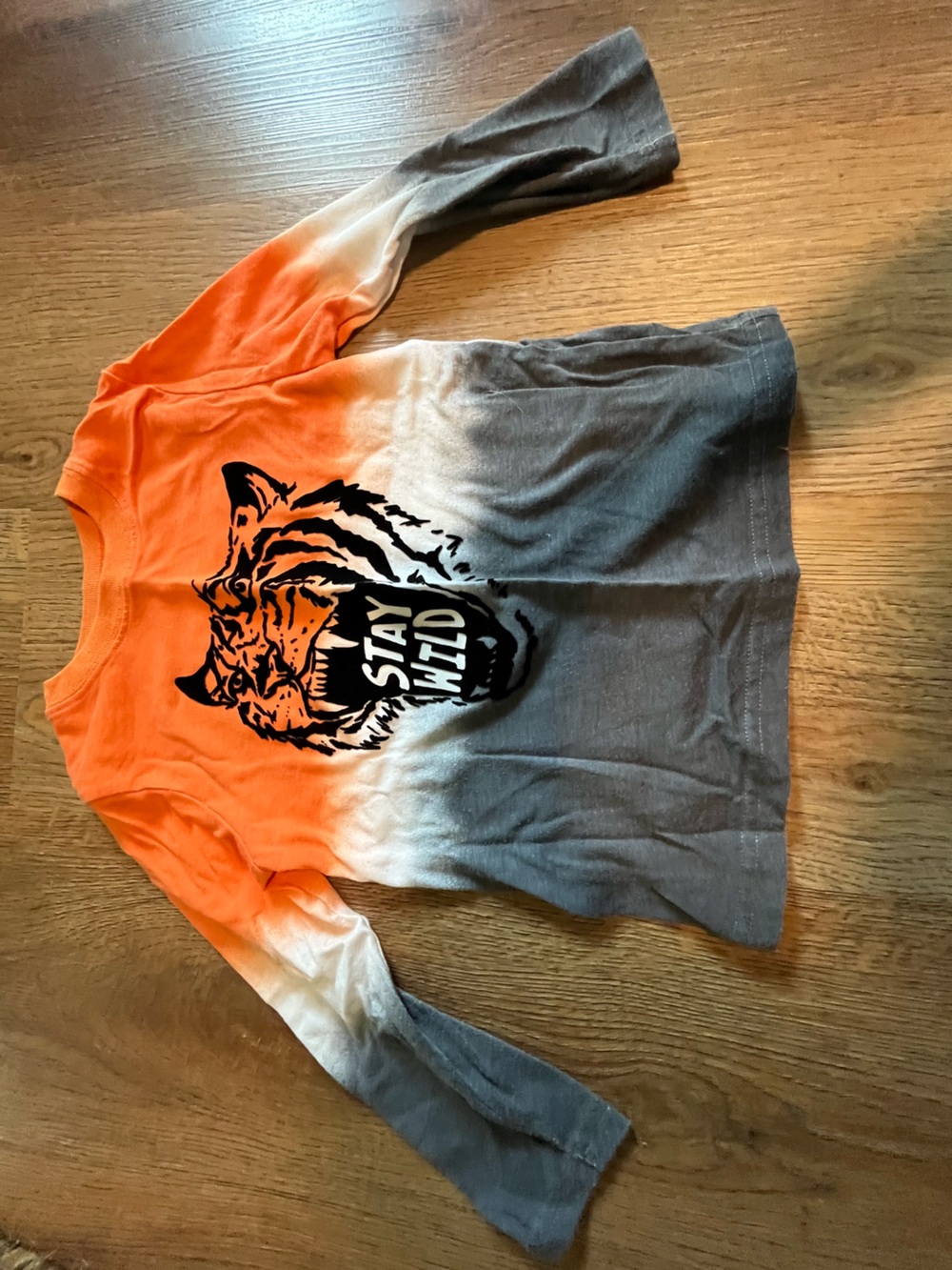 Garanimals, Long Sleeve Shirt, Orange White Gray, Stay Wild, 3T